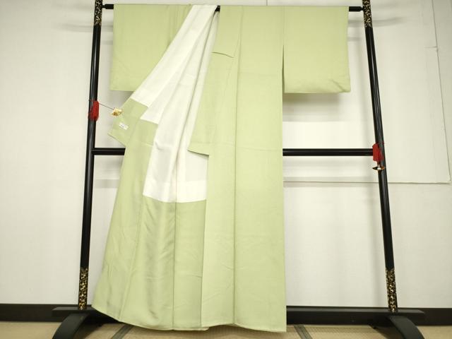 平和屋着物●上質な色無地 若菜色 やまと誂製 正絹 逸品 AABF3637ck