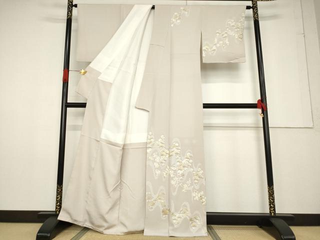 平和屋着物●訪問着 総刺繍 松文 金糸 正絹 逸品 AABF3640ck