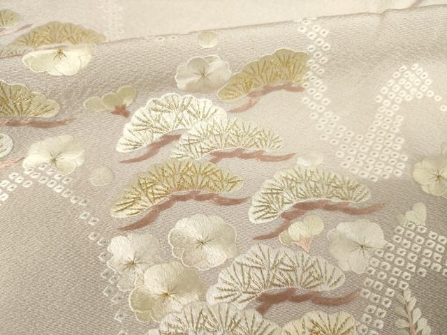 平和屋着物●訪問着 総刺繍 松文 金糸 正絹 逸品 AABF3640ck