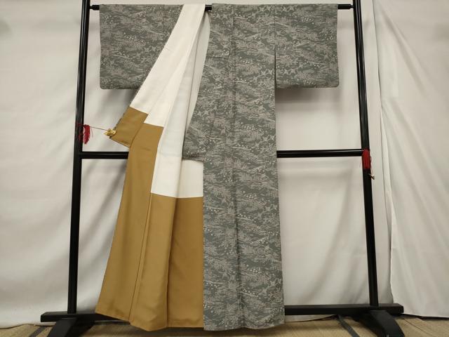 平和屋着物■上質な小紋 流水草花文 正絹 逸品 AABF3669st