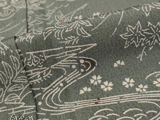 平和屋着物■上質な小紋 流水草花文 正絹 逸品 AABF3669st