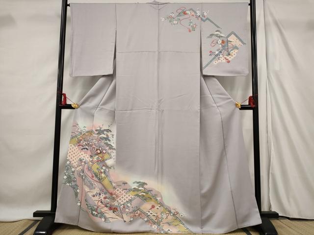 平和屋着物■訪問着 扇面花文 暈し染め 金彩 正絹 逸品 AABF3674st