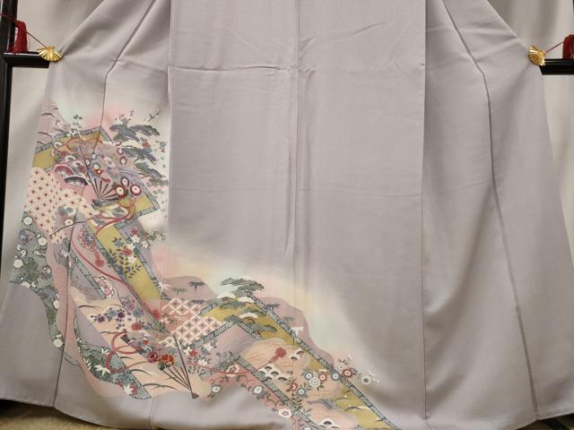 平和屋着物■訪問着 扇面花文 暈し染め 金彩 正絹 逸品 AABF3674st