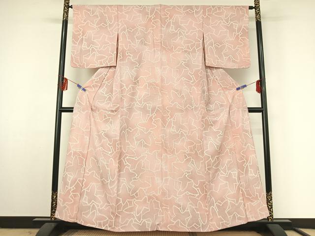 平和屋着物▽小紋 単衣 花尽くし文 暈し染め 洗える着物 AABF3767jh