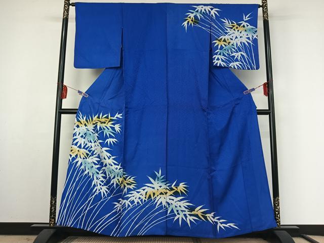 平和屋着物▽訪問着 単衣 笹の葉文 暈し染め 洗える着物 AABF3771jh