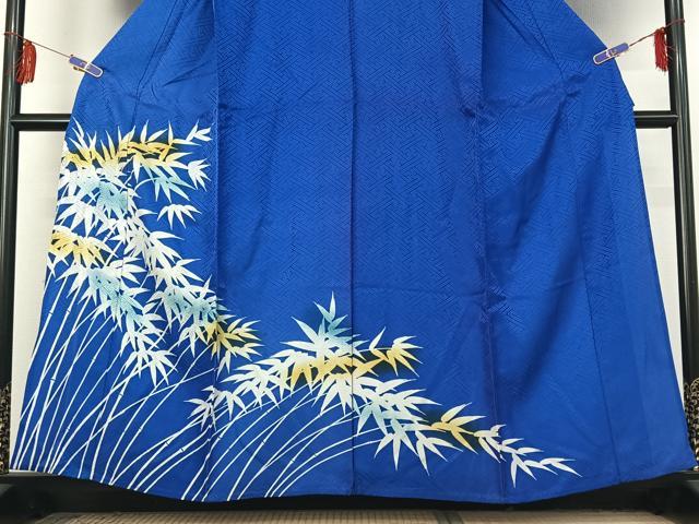 平和屋着物▽訪問着 単衣 笹の葉文 暈し染め 洗える着物 AABF3771jh
