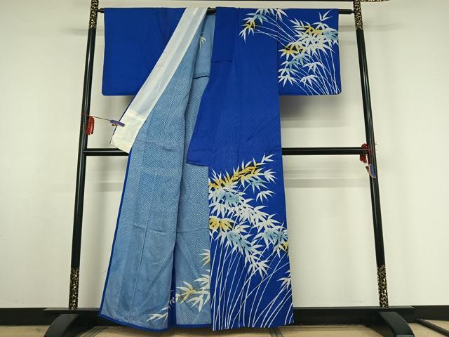 平和屋着物▽訪問着 単衣 笹の葉文 暈し染め 洗える着物 AABF3771jh