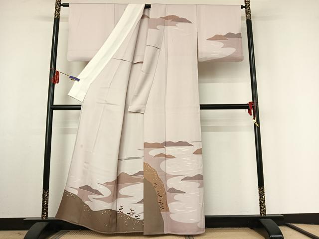 平和屋着物▽訪問着 単衣 作家物 風景文 正絹 逸品 AABF3777jh
