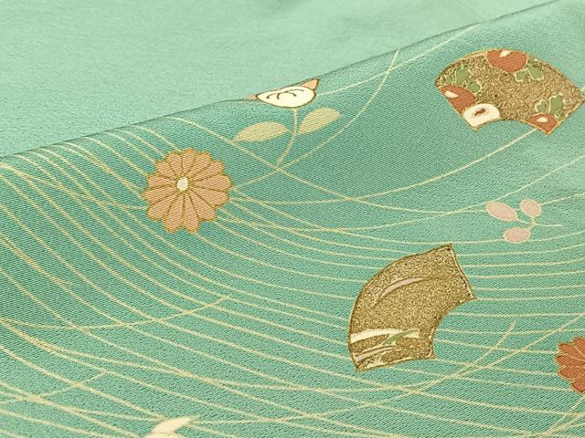 平和屋着物▽訪問着 単衣 地紙花文 金彩 正絹 逸品 AABF3790jh