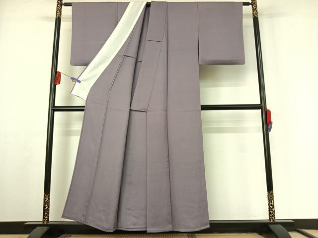 平和屋着物▽上質な色無地 単衣 藤紫色 正絹 逸品 AABF3794jh