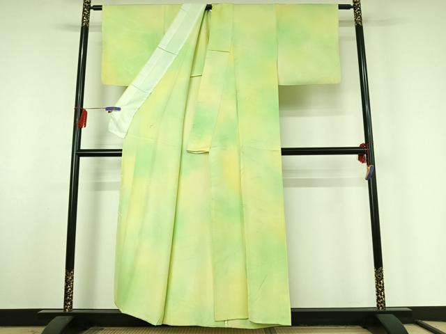 平和屋着物▽上質な小紋 単衣 霞文 暈し染め 正絹 逸品 AABF3795jh