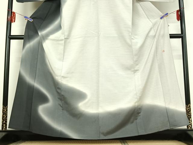 平和屋着物▽本塩沢 やまだ織 訪問着 染色作家 桐村博 単衣 霞文 暈し染め 正絹 逸品 AABF3797jh