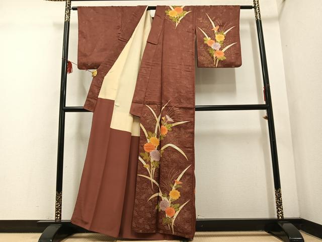 平和屋着物■訪問着 草花 金彩 金通し地 正絹 逸品 AABF3907ph