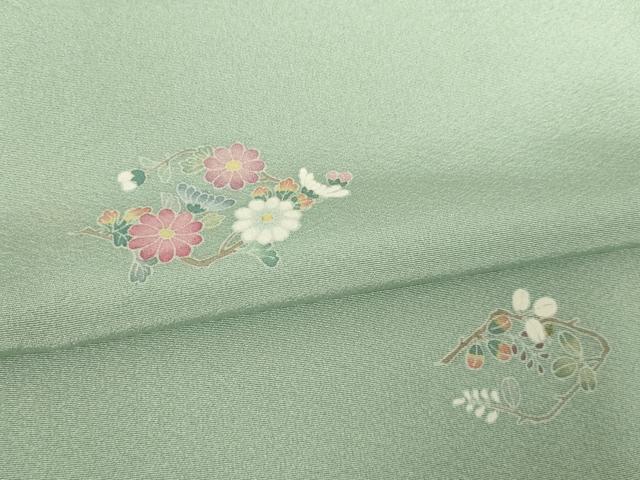 平和屋着物●上質な小紋 友禅 花菱文 正絹 逸品 AABF3930ck
