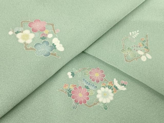 平和屋着物●上質な小紋 友禅 花菱文 正絹 逸品 AABF3930ck