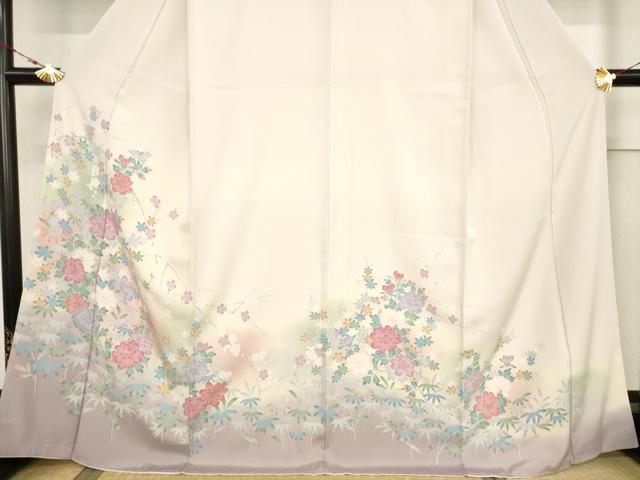平和屋着物●訪問着 友禅 草花文 暈し染め 金彩 ますいわ屋扱い 正絹 逸品 AABF3934ck