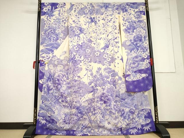 平和屋着物●豪華振袖 総絞り 花鳥文 正絹 逸品 AABF3935ck