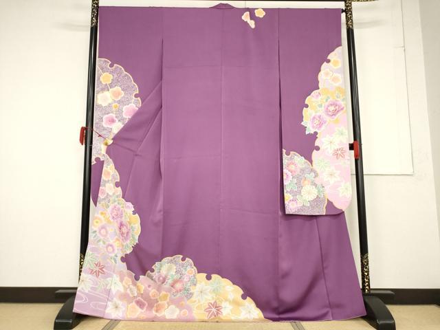 平和屋着物●豪華振袖 雪輪重ね花文 金彩 正絹 逸品 AABF3936ck