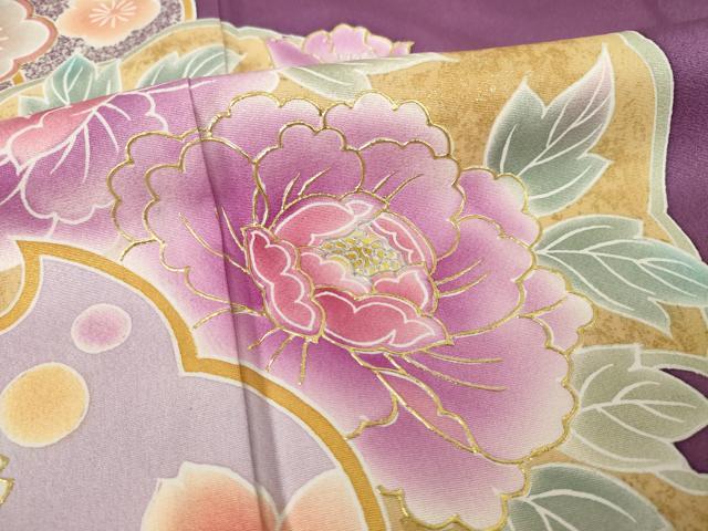 平和屋着物●豪華振袖 雪輪重ね花文 金彩 正絹 逸品 AABF3936ck