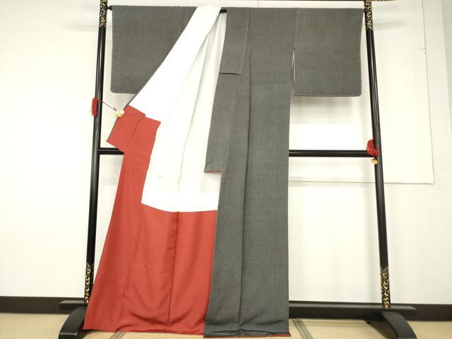 平和屋着物●小紋師 飯島輝也 江戸小紋 鮫小紋柄 黒地 正絹 逸品 AABF3952ck