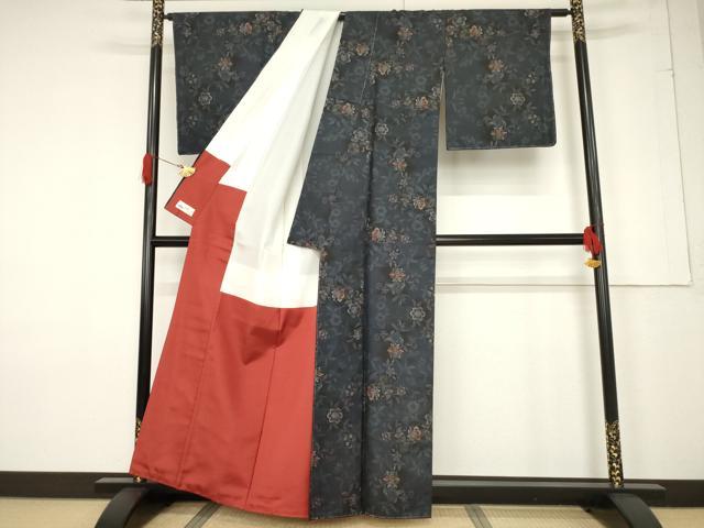 平和屋着物●都喜ヱ門 本場大島紬 泥染め カタス7マルキ 華色の誘い 藍の愛織璃 藤絹織物謹製 証紙付き 正絹 逸品 AABF3957ck
