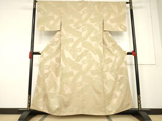 平和屋着物●お召 短冊吉祥文 正絹 逸品 AABF3970ck