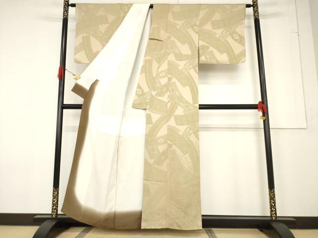 平和屋着物●お召 短冊吉祥文 正絹 逸品 AABF3970ck