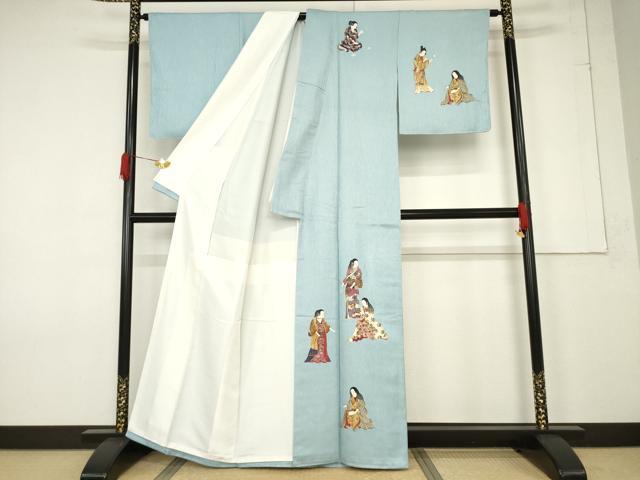 平和屋着物●訪問着 手描き 女人文 正絹 逸品 AABF3982ck