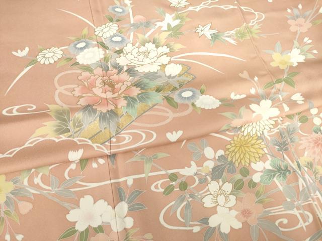 平和屋着物●訪問着 友禅 花筏文 三越扱い ロング丈 正絹 逸品 AABF3983ck