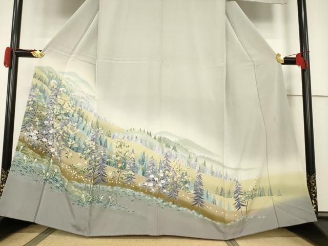 平和屋着物●十日町友禅作家 阿部佳雪 訪問着 風景文 正絹 逸品 AABF3988ck