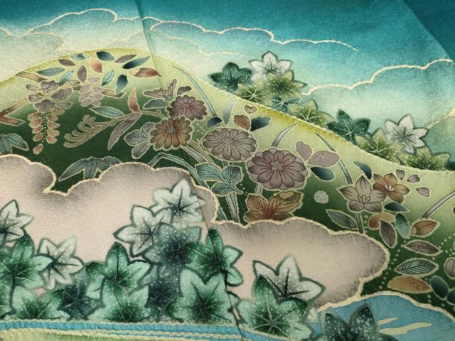 平和屋着物●訪問着 辻が花 絞り 遠山花文 正絹 逸品 AABF3992ck