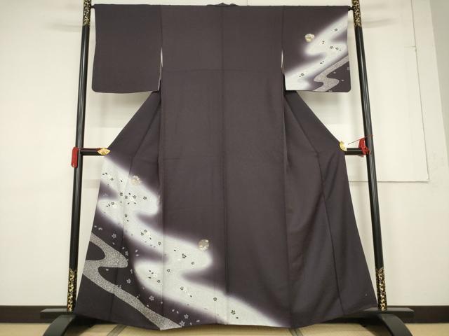 平和屋着物●訪問着 流水花丸文 暈し染め 金彩 正絹 逸品 AABF3995ck
