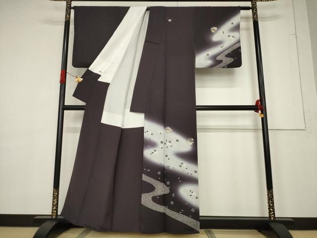 平和屋着物●訪問着 流水花丸文 暈し染め 金彩 正絹 逸品 AABF3995ck