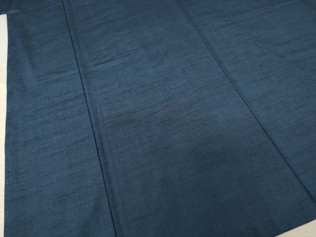 平和屋着物●男性 紬 アンサンブル 色無地 青褐色 正絹 逸品 未使用 AABF3998ck