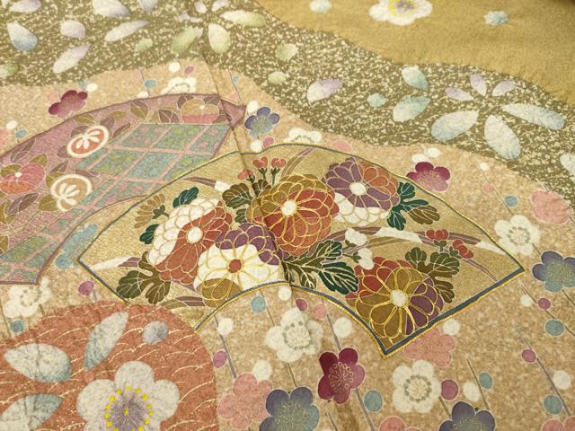 平和屋着物●訪問着 駒刺繍 地紙吉祥花文 金彩 正絹 逸品 AABF3999ck