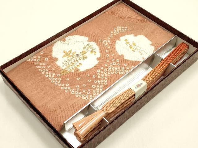 平和屋着物○和装小物 帯締め・帯揚げセット 平組 絞り 雪輪花文 暈