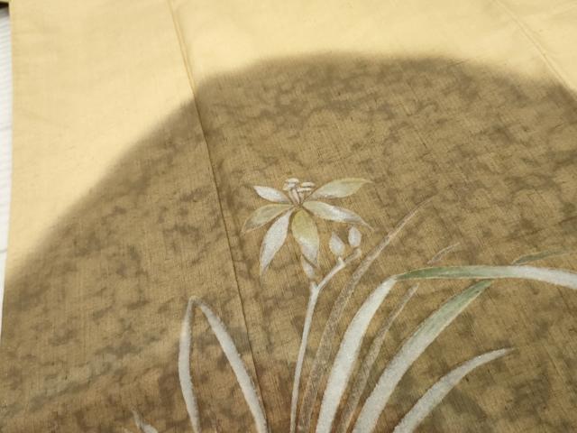 平和屋着物●着物作家 岡本龍三 訪問着 紬地 草花文 正絹 逸品 AABF4202cs