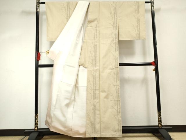 平和屋着物●結城紬 100亀甲 飛び亀甲 竹 正絹 逸品 AABF4217cs