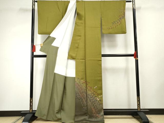 平和屋着物●染色作家 草野一騎 訪問着 舞蝶枝葉文 暈し染め 金彩 正絹 逸品 AABF4224cs