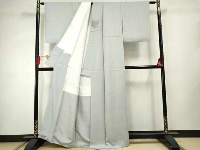 平和屋着物●上質な色無地 紋意匠 暁鼠色 正絹 逸品 AABF4236cs