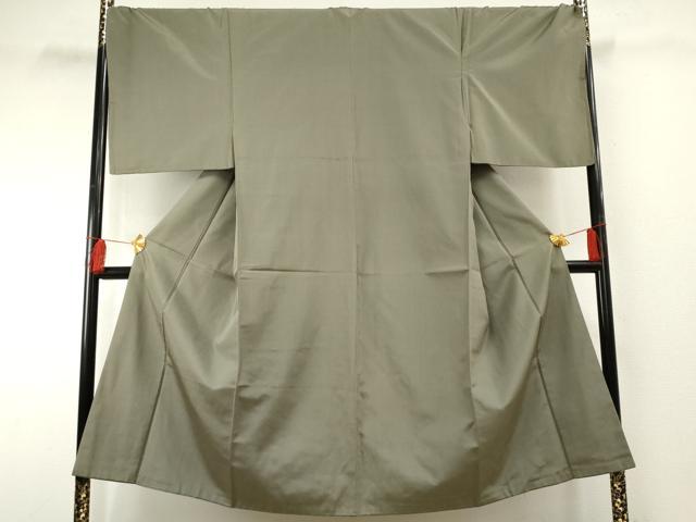 平和屋着物●男性 お召 色無地 山鳩色 キングサイズ 正絹 逸品 AABF4247cs