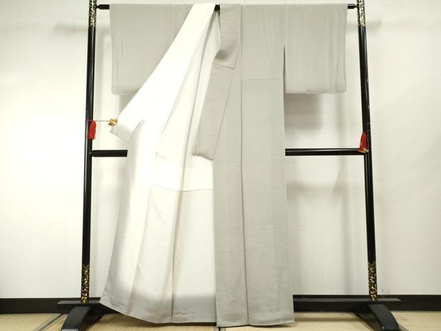 平和屋着物●上質な色無地 暁鼠色 鬼しぼ縮緬 正絹 逸品 AABF4251cs