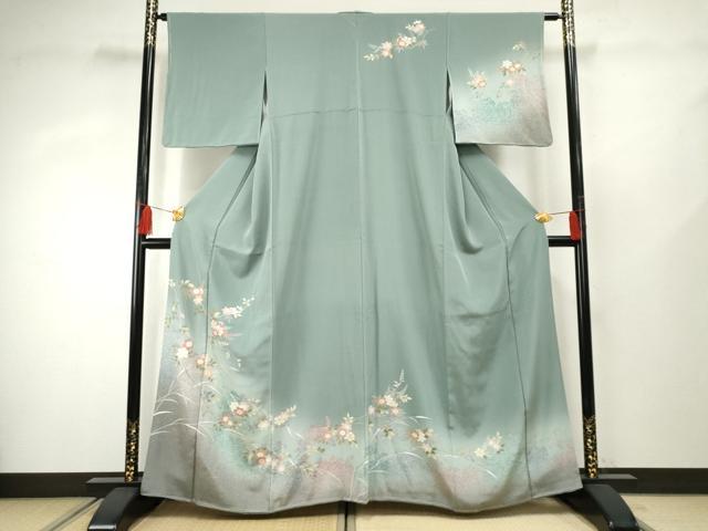 平和屋着物●訪問着 友禅 枝花文 暈し染め 金銀彩 正絹 逸品 未使用 AABF4255cs