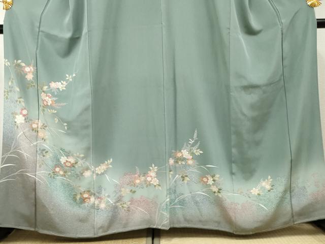 平和屋着物●訪問着 友禅 枝花文 暈し染め 金銀彩 正絹 逸品 未使用 AABF4255cs