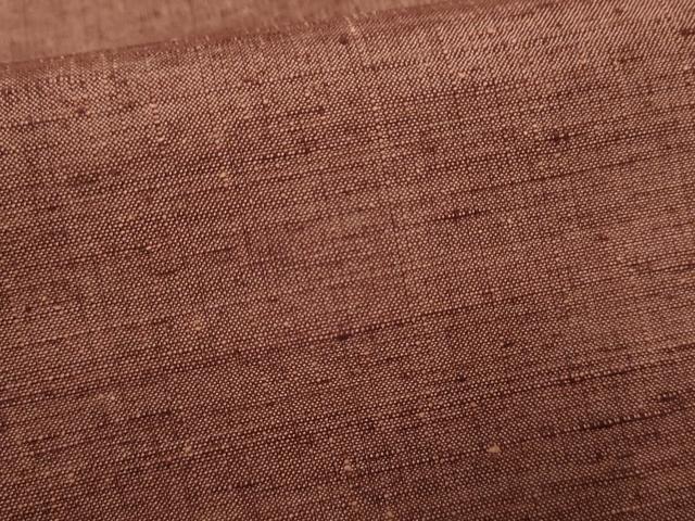 平和屋着物●上質な紬 色無地 鳶色 正絹 逸品 AABF4262cs