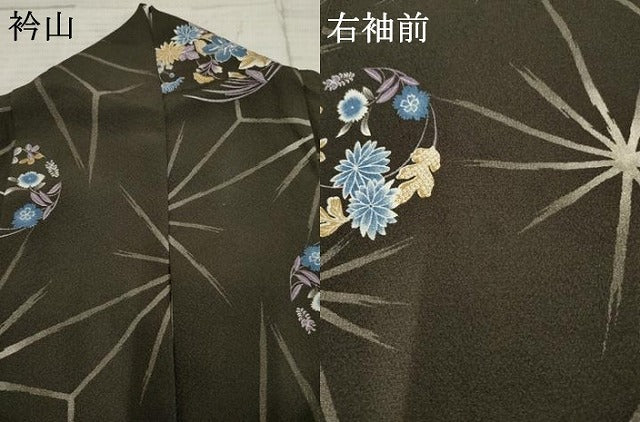 平和屋着物●上質な小紋 麻の葉花丸文 正絹 逸品 AABF4268cs