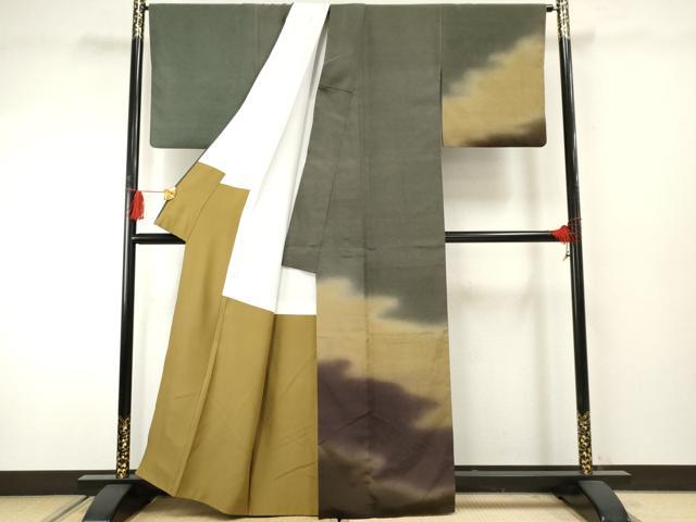 平和屋着物●訪問着 紬地 霞文 正絹 逸品 AABF4297cs
