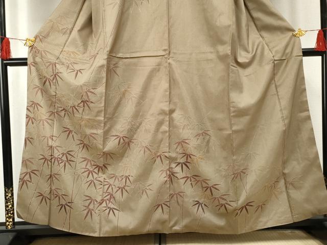 平和屋着物●本場大島紬 染大島 訪問着 笹竹文 金彩 正絹 逸品 AABF4313cs
