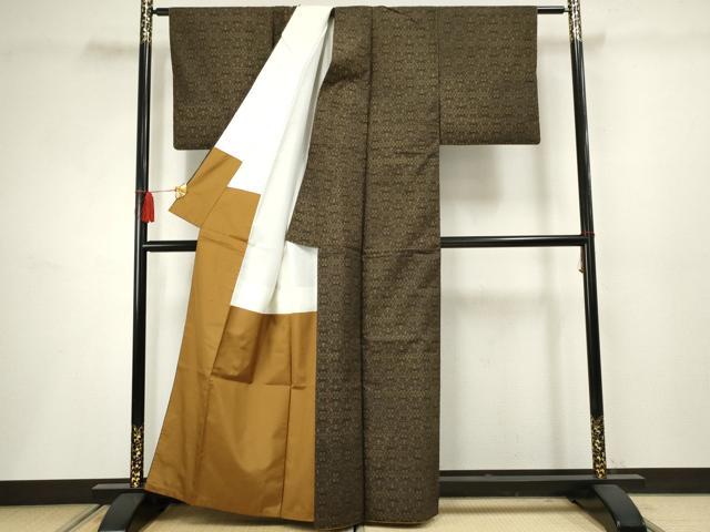 平和屋着物●本場大島紬 カタス9マルキ 花格子 正絹 逸品 AABF4320cs