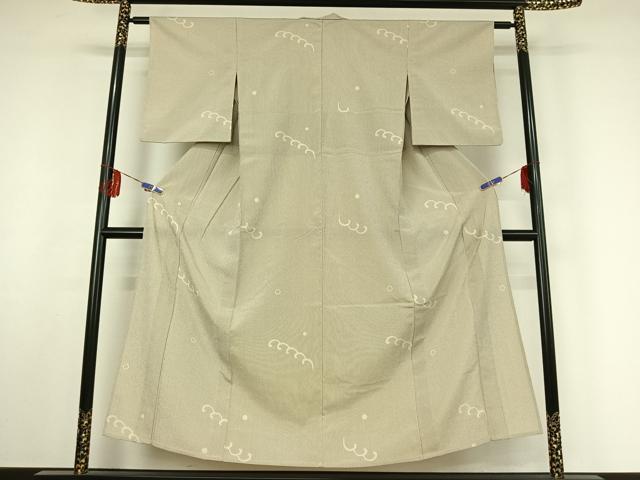 平和屋着物▽本塩沢 単衣 立波文 正絹 逸品 AABF4338jh